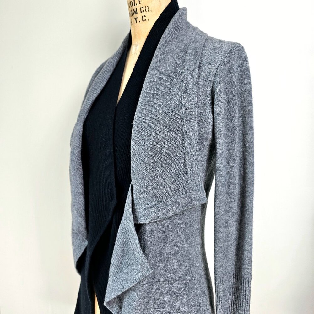 Jamison Cashmere Wool Blend Asymmetrical Moto Cardigan Grey XS - Picture 9 of 14